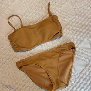 Mustard Yellow Ribbed Bikini Set